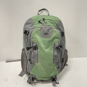 REI Lookout 40 Green & Gray Backpack Hiking Hip Belt Padded Back Zip Pockets